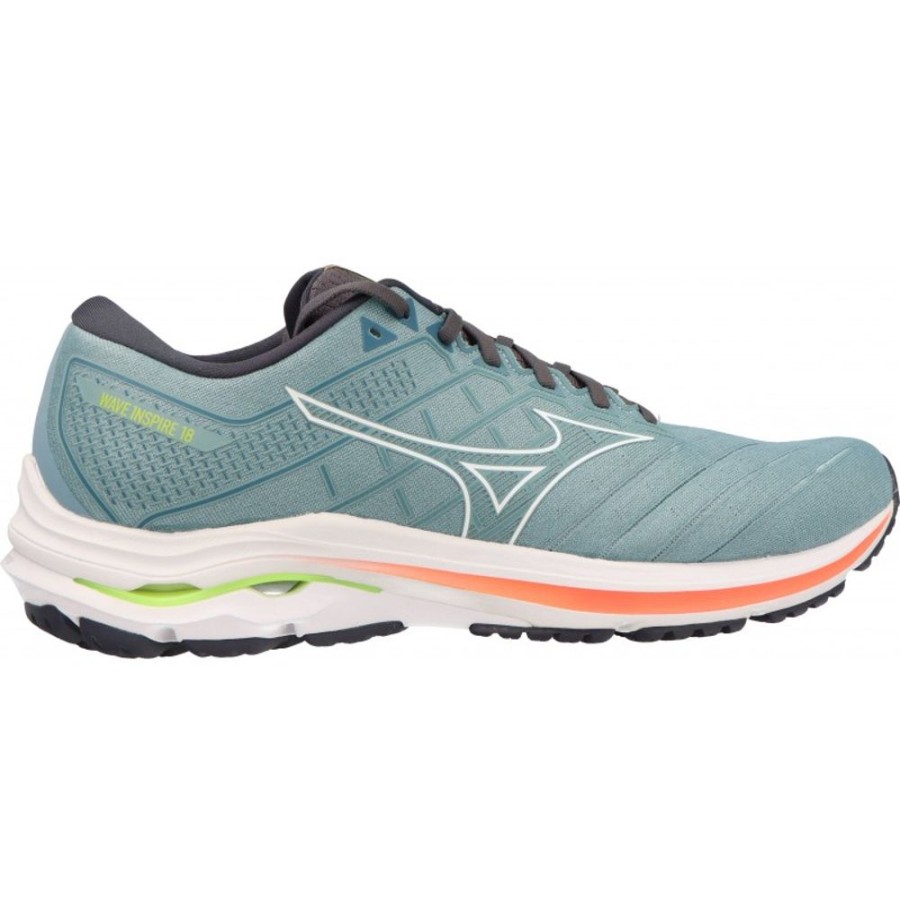 Homme Mizuno | Mizuno - Wave Inspire 18 Smoke Blue/White/Neon Flame