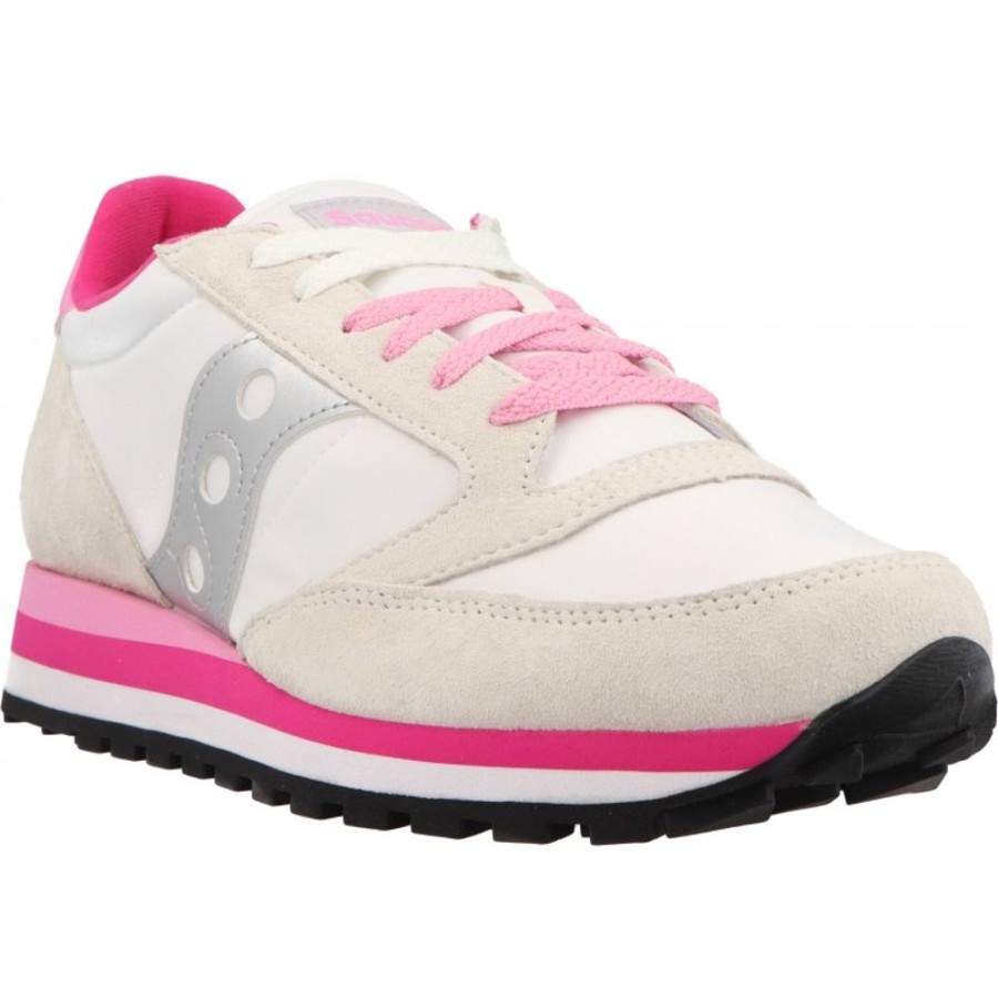 Femme Saucony | Saucony - Jazz Triple White/Grey/Pink