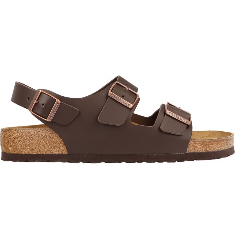 Homme Birkenstock | Birkenstock - Milano Natural Leather Marron Fonce