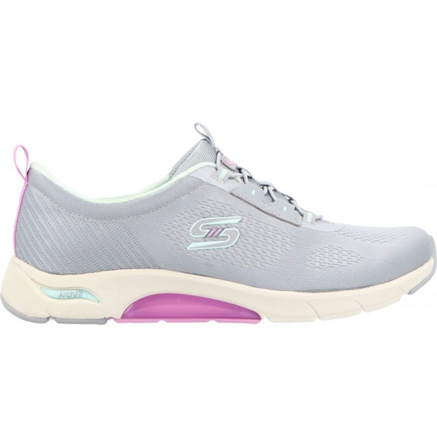 Femme Skechers | Skechers - Arch Fit Mellow Low Grey/Aqua