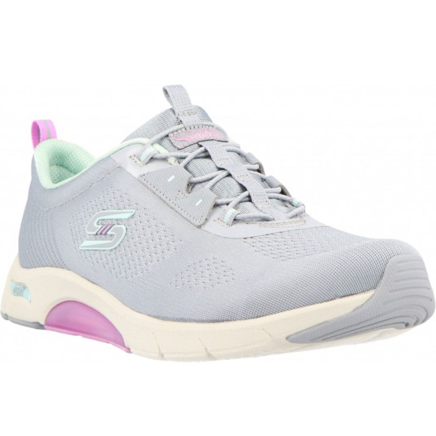 Femme Skechers | Skechers - Arch Fit Mellow Low Grey/Aqua